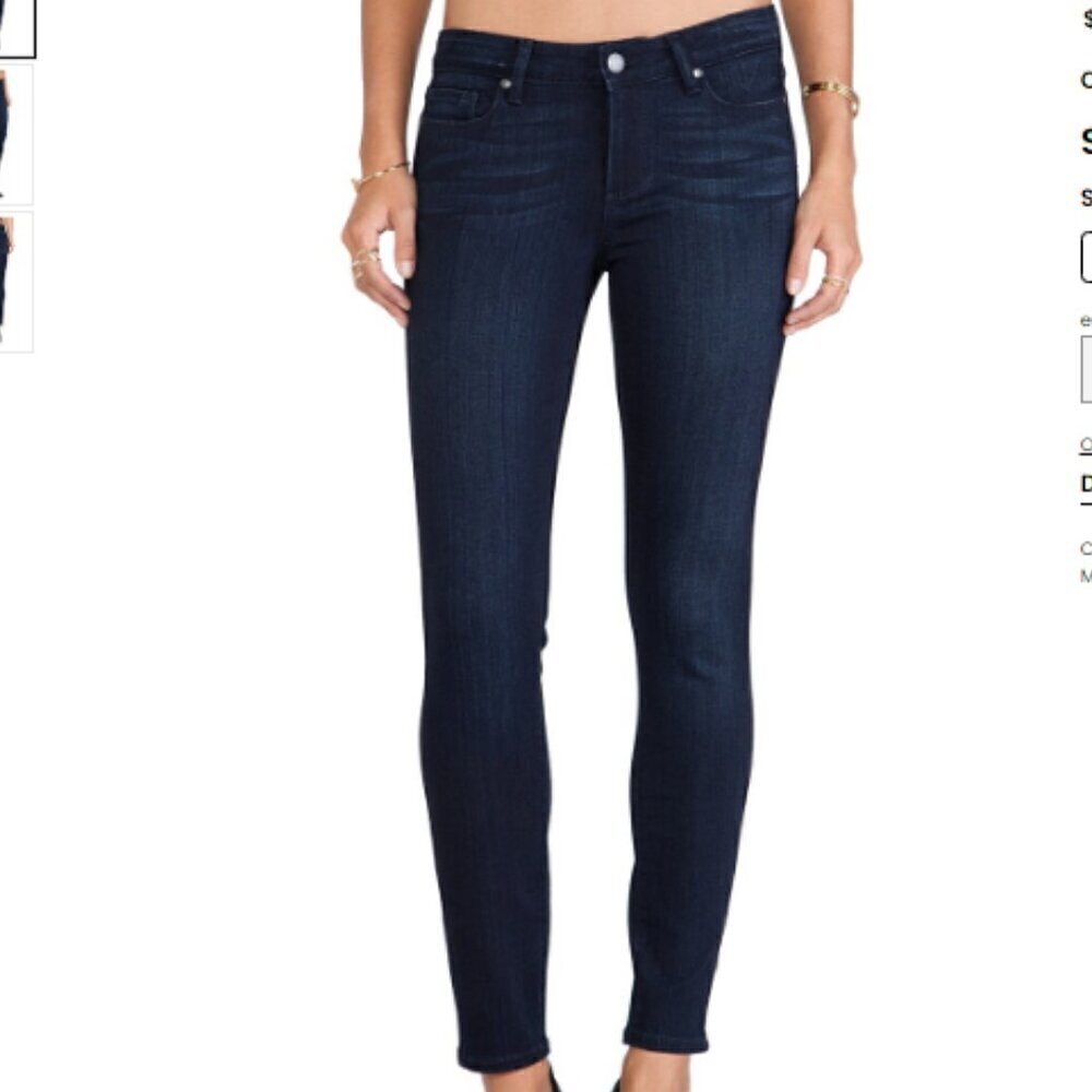 PAIGE Womens Transcend Verdugo Ankle Mid Rise Skinny Mae Dark Blue Denim Size 25